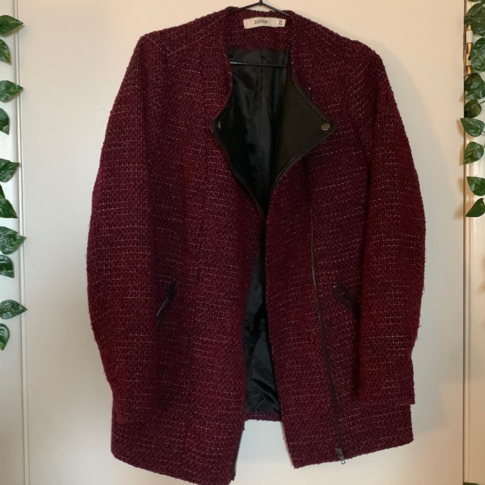 Burgundy and leather Blazer Jacket XS
